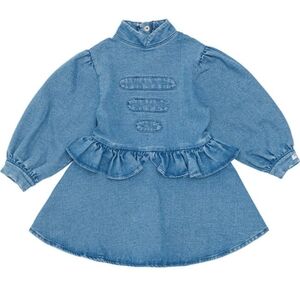 Donsje Amsterdam | Dieke Denim Lace Trim Peter Pan Collar Dress, Vintage Blue